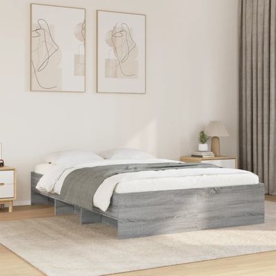 vidaXL Posteľný rám sivý dub sonoma 135x190 cm kompozitné drevo