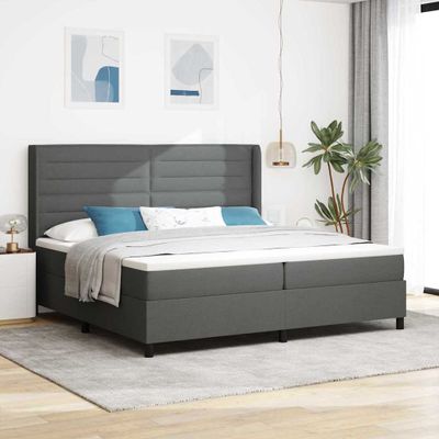 vidaXL Posteľ s pružinovým rámom Tmavo šedá 200 x 200 cm látka