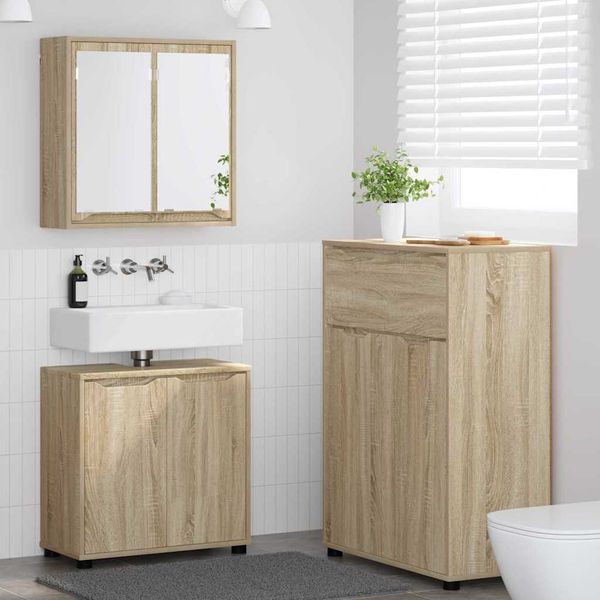 vidaXL Sada kúpeľňového nábytku 3 pcs Sonoma dub Kompozitné drevo