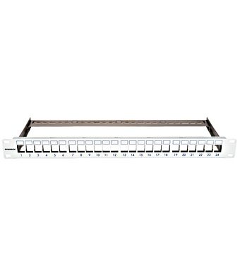19'' patchpanel pre max. 24 keystone, neosadený, 1U, RAL 7035