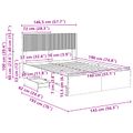 vidaXL Posteľový rám s úložným priestorom a čelom Betónovo sivá
