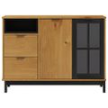 vidaXL Komoda, sklenené dvierka FLAM 110x40x80 cm, borovicový masív