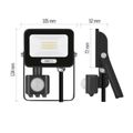 LED reflektor GLARO EMOS ZS2314B s pohybovým čidlom, 10 W, čierna, IP54, 1000 lm, neutrálna biela
