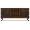 vidaXL TV skrinka so sklenenými dvierkami hnedý dub 102x37x50 cm