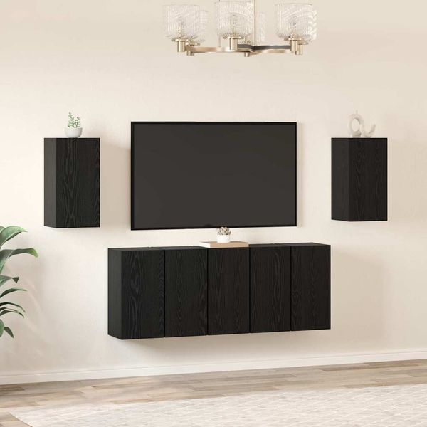 vidaXL Zostava TV skriniek Nástenný 7 pcs Čierny dub 30,5 x 30 x 60 cm