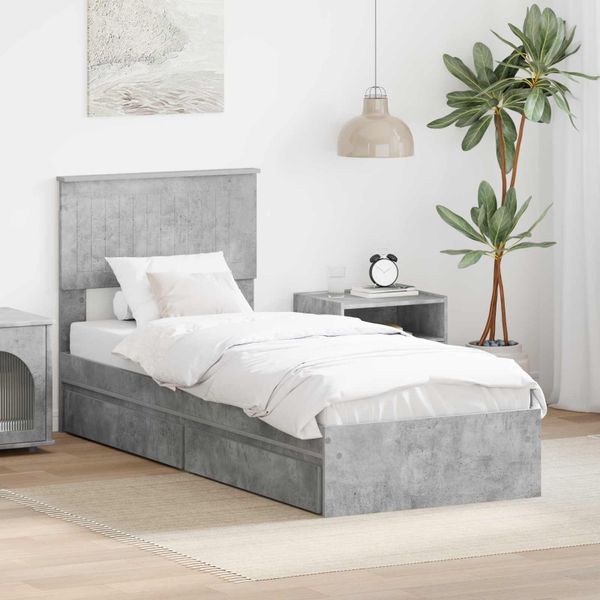 vidaXL Úložná posteľ Betónová šedá 75 x 190 cm Kompozitné drevo
