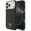 Puzdro Guess Magsafe 4G PU Leather s trojuholníkovým logom a zlatým kovovým rámom fotoaparátu pre iPhone 17 Pro Max hnedé