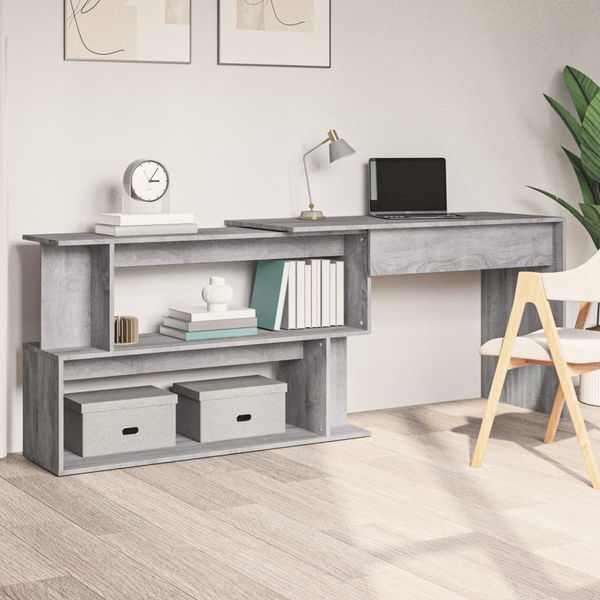 vidaXL Rohový stôl sivý dub sonoma 200x50x76 cm spracované drevo