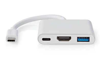 NEDIS USB 3.2 Gen 1 adaptér/ USB-C zástrčka - USB-A zásuvka - USB-C zásuvka/ výstup HDMI/ biely/ box/ 10 cm Dokovacia stanica, USB-C, HDMI, USB 3.0, USB-C, biela