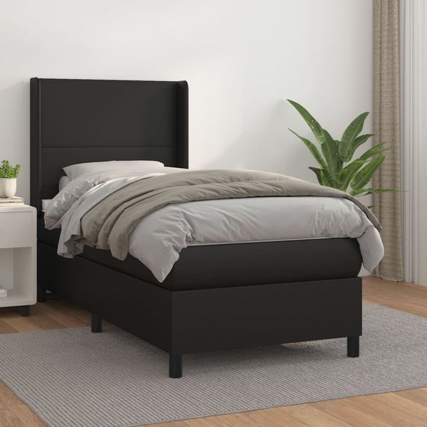vidaXL Boxspring posteľ s matracom čierna 100x200 cm umelá koža