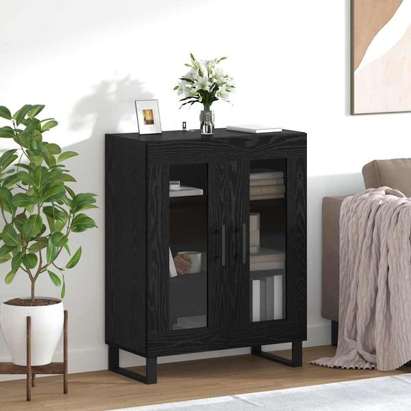 vidaXL Servírovacia skriňa Čierny dub 69,5 x 34 x 90 cm