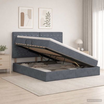 vidaXL Postel s úložným prostorem a matrací Tmavosivá 160 x 200 cm