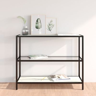 vidaXL Policový regál, priehľadný a biely mramor 100x36x90 cm, sklo