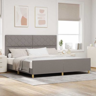 vidaXL Rám postele s čelnou doskou Sivohnedá 200 x 200 cm látka