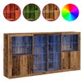 vidaXL LED komoda 3 ks Staré drevo 202 x 37 x 100 cm Kompozitné drevo