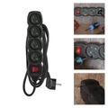 Predlžovací kábel 3 m / 4 zásuvky / s vypínačom / čierny / PVC / 1 mm2
