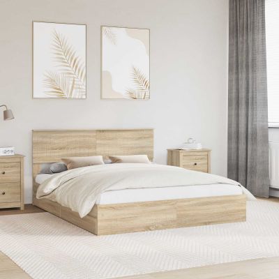 vidaXL Úložná posteľ Sonoma dub 160 x 200 cm Kompozitné drevo