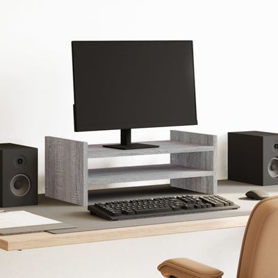 vidaXL Stojan na monitor sivý sonoma 50x27x20 cm kompozitné drevo