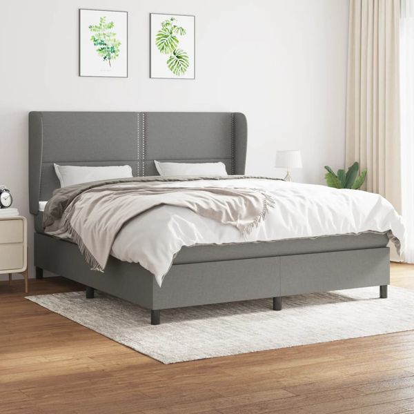 vidaXL Boxspring posteľ s matracom tmavosivá 180x200 cm látka
