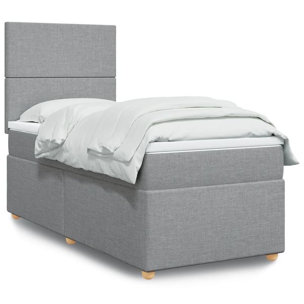 vidaXL Boxspring posteľ s matracom bledosivý 100x200 cm látka