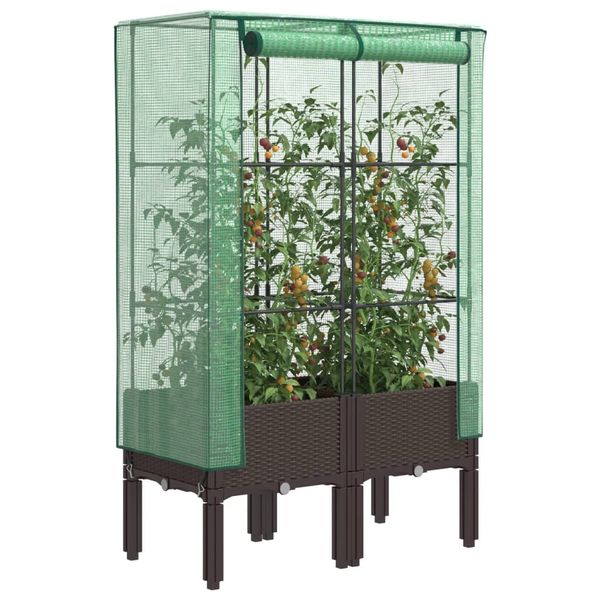 vidaXL Záhon s krytom na skleník ratanový vzhľad 80x40x140 cm