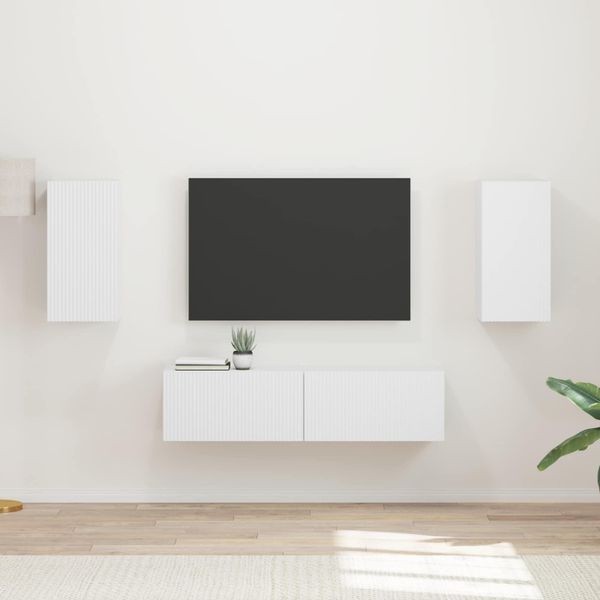 vidaXL Zostava TV skriniek 4 pcs Biela Kompozitné drevo
