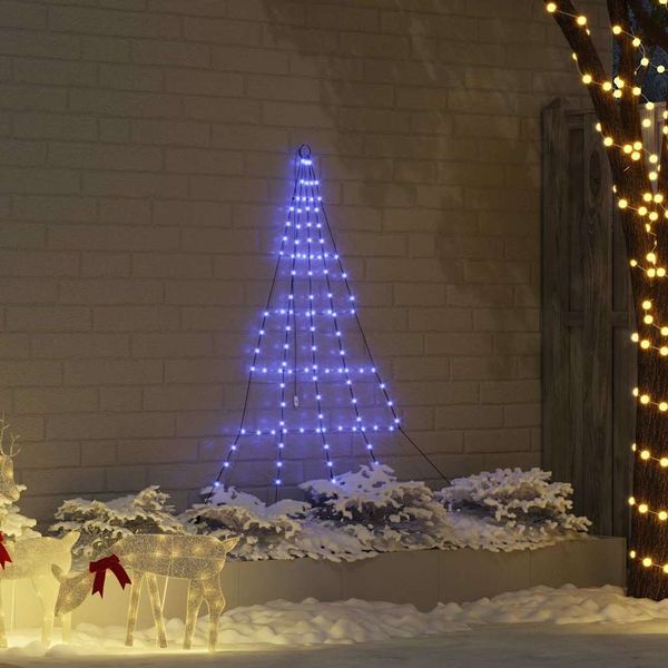 vidaXL LED Vianočný stromček so zemnými kolíkmi Modrá 182 cm Kov