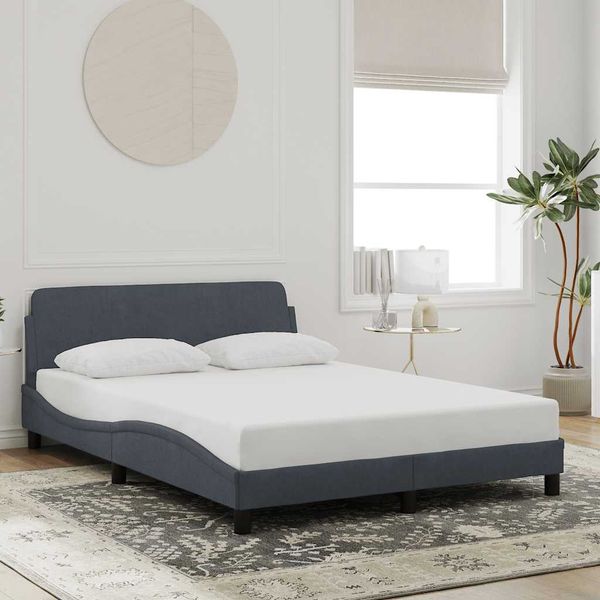 vidaXL Rám postele Dover tmavosivá 140x200 cm zamat