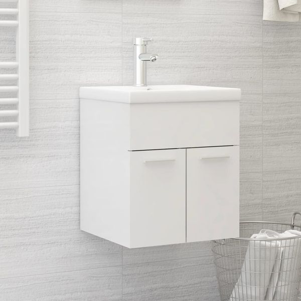 vidaXL Skrinka pod umývadlo lesklá biela 41x38,5x46cm kompozitné drevo