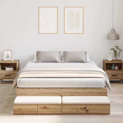 vidaXL Rám postele s úložným prostorem Remeselný dub 150 cm