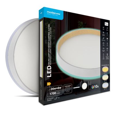 Modee Okrúhle stropné LED svietidlo CLE1WH 26+6W 3CCT+RGB 1700lm, ovládač (ML-CLE1WH)