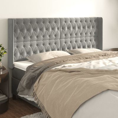 vidaXL Čelo postele so záhybmi bledosivé 183x16x118/128 cm zamat