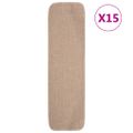 vidaXL Protišmykové nášľapy na schody 15 ks, 75x20cm, béžové, obdĺžnik