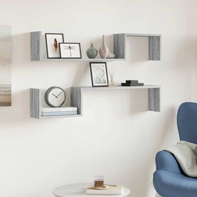 vidaXL Nástenné police 2ks sivé sonoma 100x15x20 cm spracované drevo