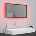 vidaXL LED kúpeľňové zrkadlo lesklé sivé 80x8,5x37 cm akryl