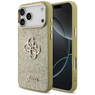 Guess Fixed Glitter Big 4G Metal Frame puzdro pre iPhone 17 Pro Max zlatá