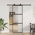 vidaXL Posuvné dvere s kovaním čierne 76x205 cm tvrdené sklo