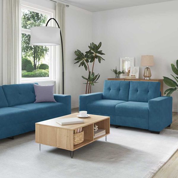 vidaXL Sada pohoviek 3 pcs Modrá 221 x 80 x 80 cm Zamat