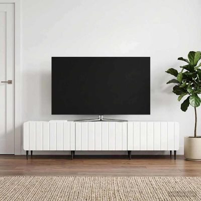 vidaXL TV skrinka Biela s vysokým leskom 147 x 34,5 x 32 cm