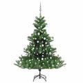 vidaXL Umelý vianočný stromček jedľa Nordmann LED a gule zelený 150 cm