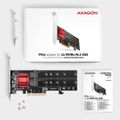 AXAGON PCEM2-ND, PCIe x8 riadič - 2x M.2 NVMe M-kľúčový slot, RAID, podpora desiek bez bifurkácie, vč. LP Radic, PCIe x8, pre 2x M.2 SSD, NVMe M-Kľúč, podpora RAID, včetne low profile záslepky