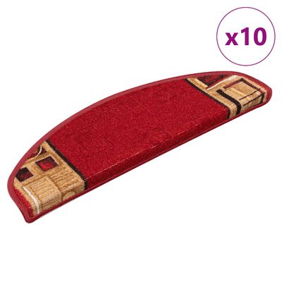vidaXL Nášľapy na schody samolepiace 10 ks 65x21x4 cm červené