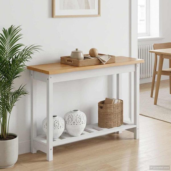 VidaXL Konzolový stôl EKAI Biela 112 x 35 x 76 cm Borovicový masív