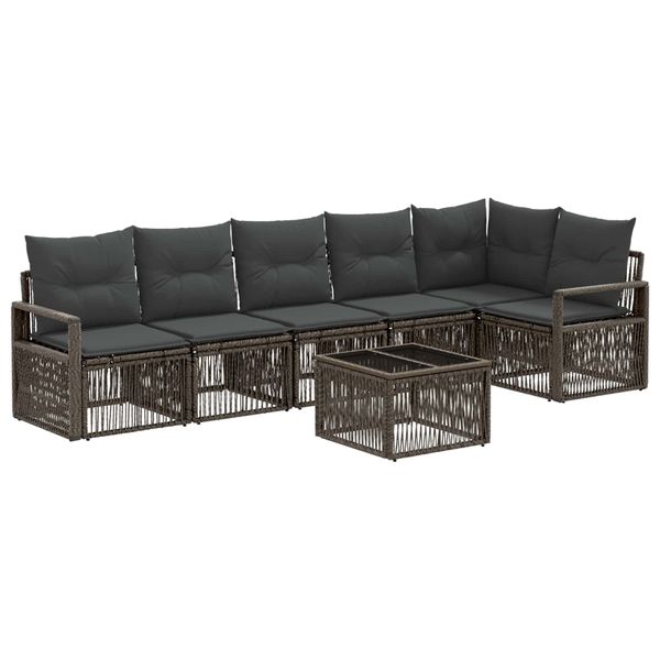vidaXL Súprava záhradných pohoviek 7 pcs Sivá polyratan