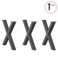 vidaXL Nohy k jedálenskému stolu v tvare X, 3 ks, antracitové, 80 x (72-73) cm, oceľ