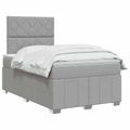 vidaXL LED boxspring posteľ s matracom Svetlosivá 120 x 190 cm Látka