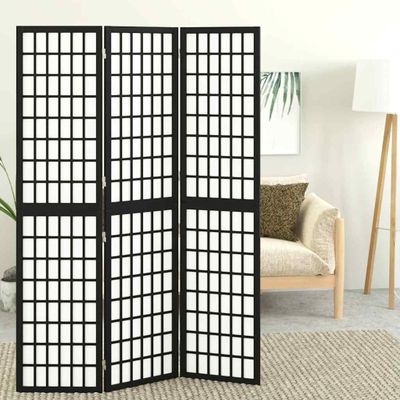 vidaXL Skladací paraván s 3 panelmi japonský štýl 120x170 cm čierny
