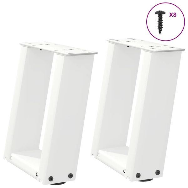 vidaXL Nohy konferenčného stolíka v tvare U, 2 ks, biele, 30 x (30-31) cm, oceľové