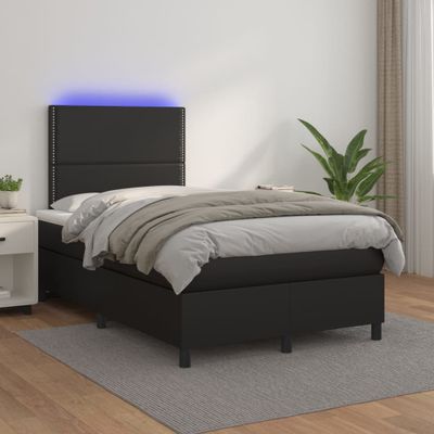 vidaXL Boxspring posteľ s matracom a LED čierna 120x200 cm umelá koža