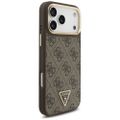 Púzdro Guess Magsafe 4G PU Leather Case s trojuholníkovým logom a zlatým kovovým rámom fotoaparátu pre iPhone 17 Pro Max čierna